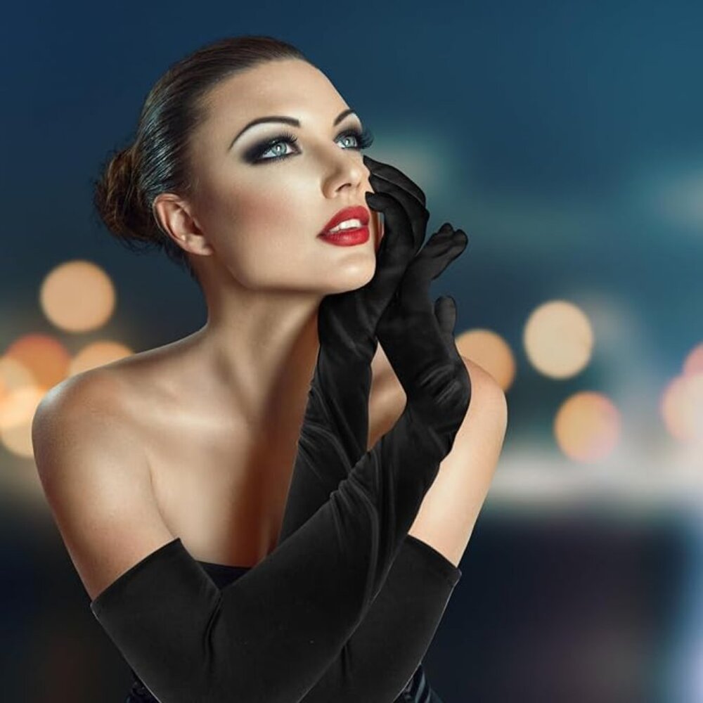 Costume Black Satin Gloves Opera